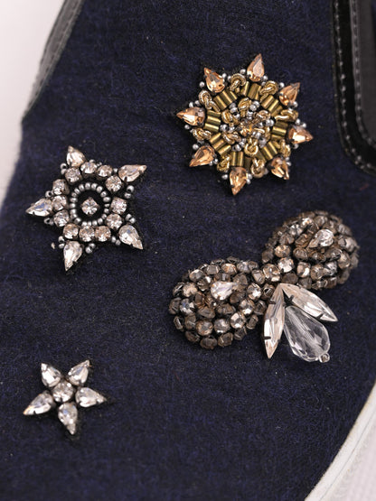 Good Jimmy Choo Black Cotton Slip-On Shoes Size 37 with Embellishments