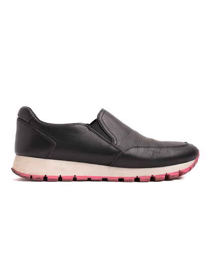 Good Prada Black Leather Slip-On Sneakers Size 36.5
