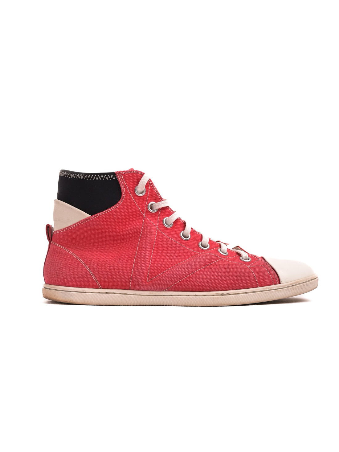 Good Louis Vuitton Red High-Top Sneakers Mens Size 41.5 Textile