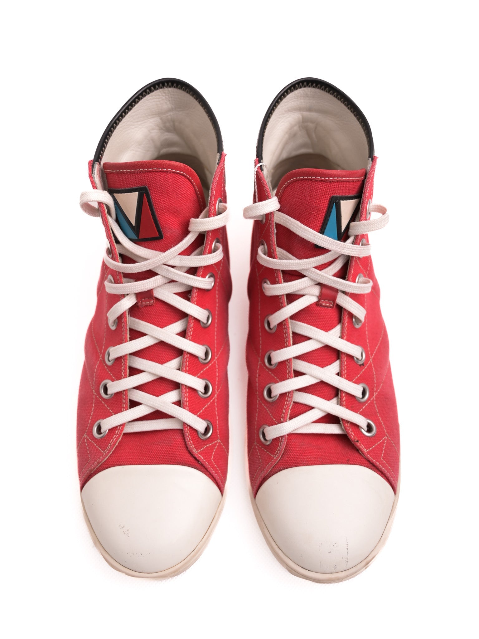 Good Louis Vuitton Red High-Top Sneakers Mens Size 41.5 Textile