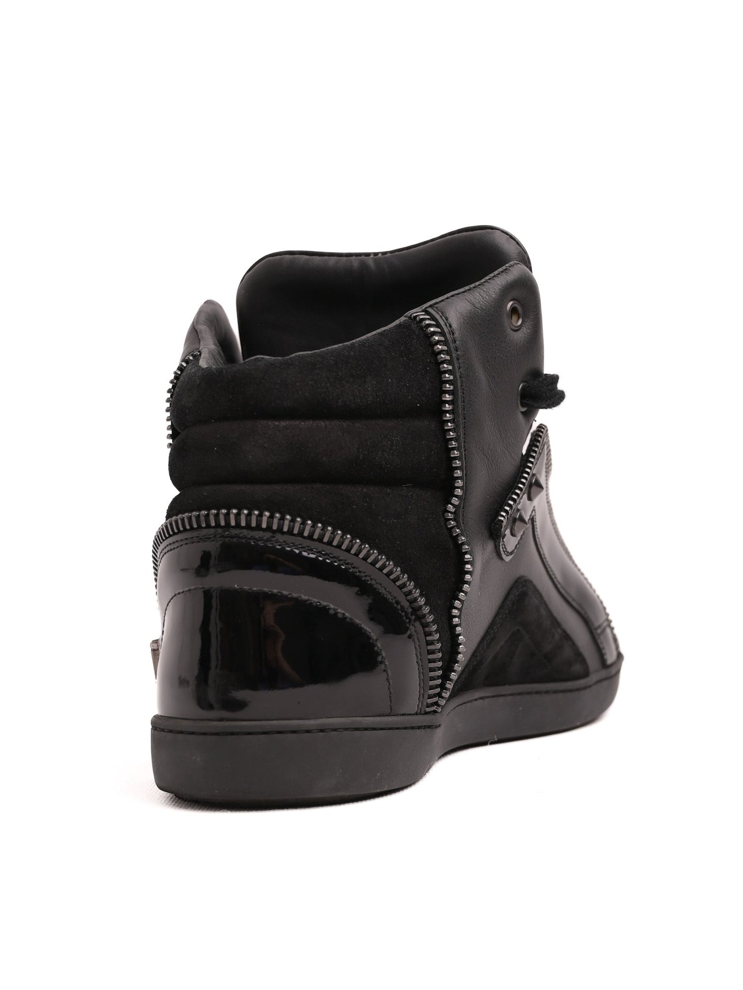 Excellent Sergio Rossi Black Leather High-Top Sneakers Size 37