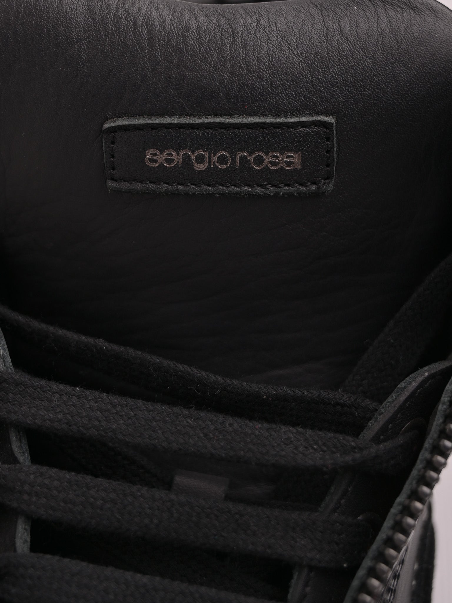 Excellent Sergio Rossi Black Leather High-Top Sneakers Size 37
