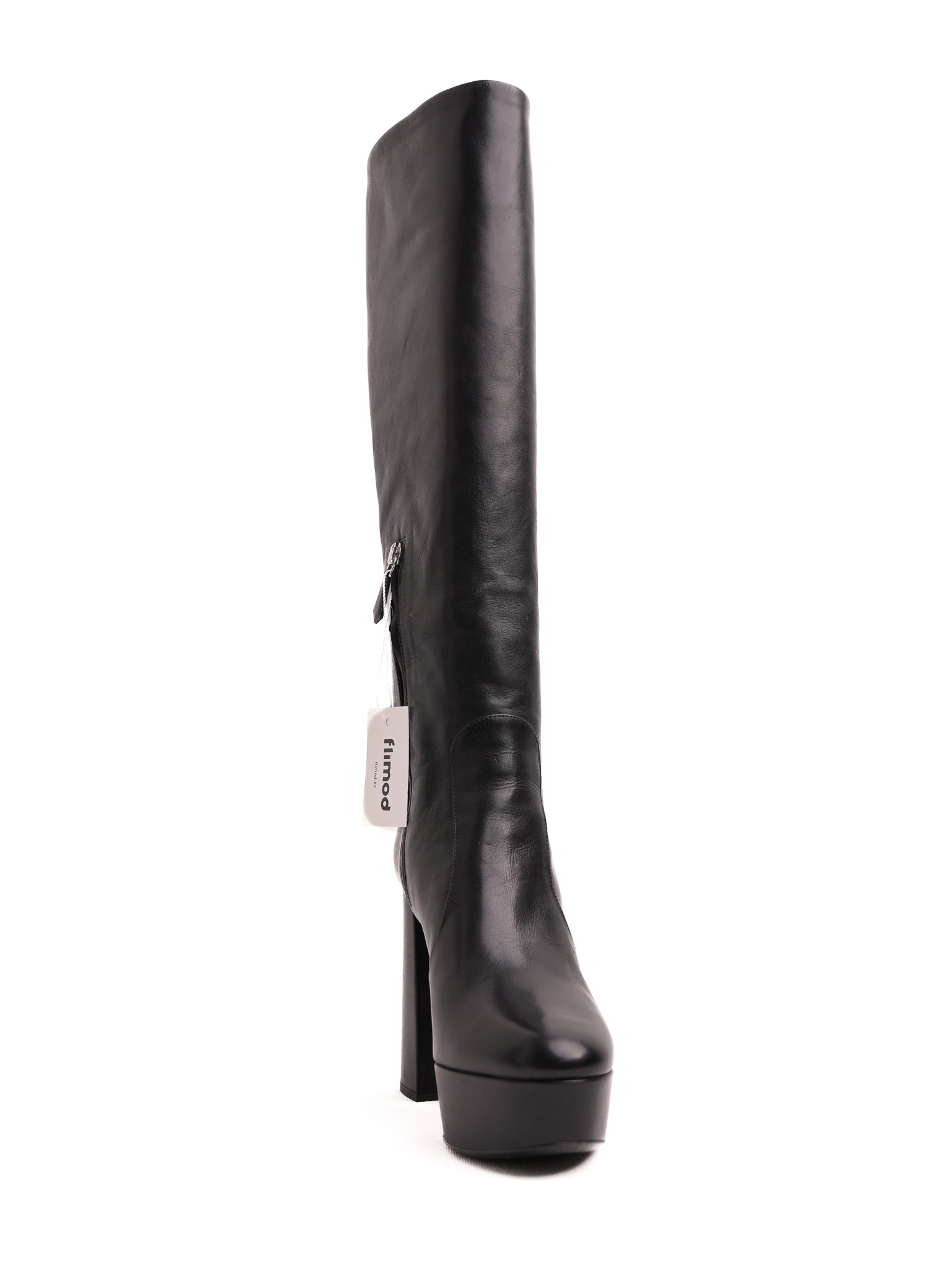 EXCELLENT Prada Black Leather Knee-High Platform Boots Size 37