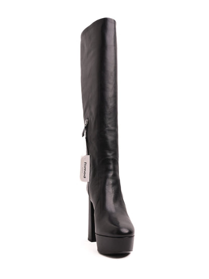 EXCELLENT Prada Black Leather Knee-High Platform Boots Size 37