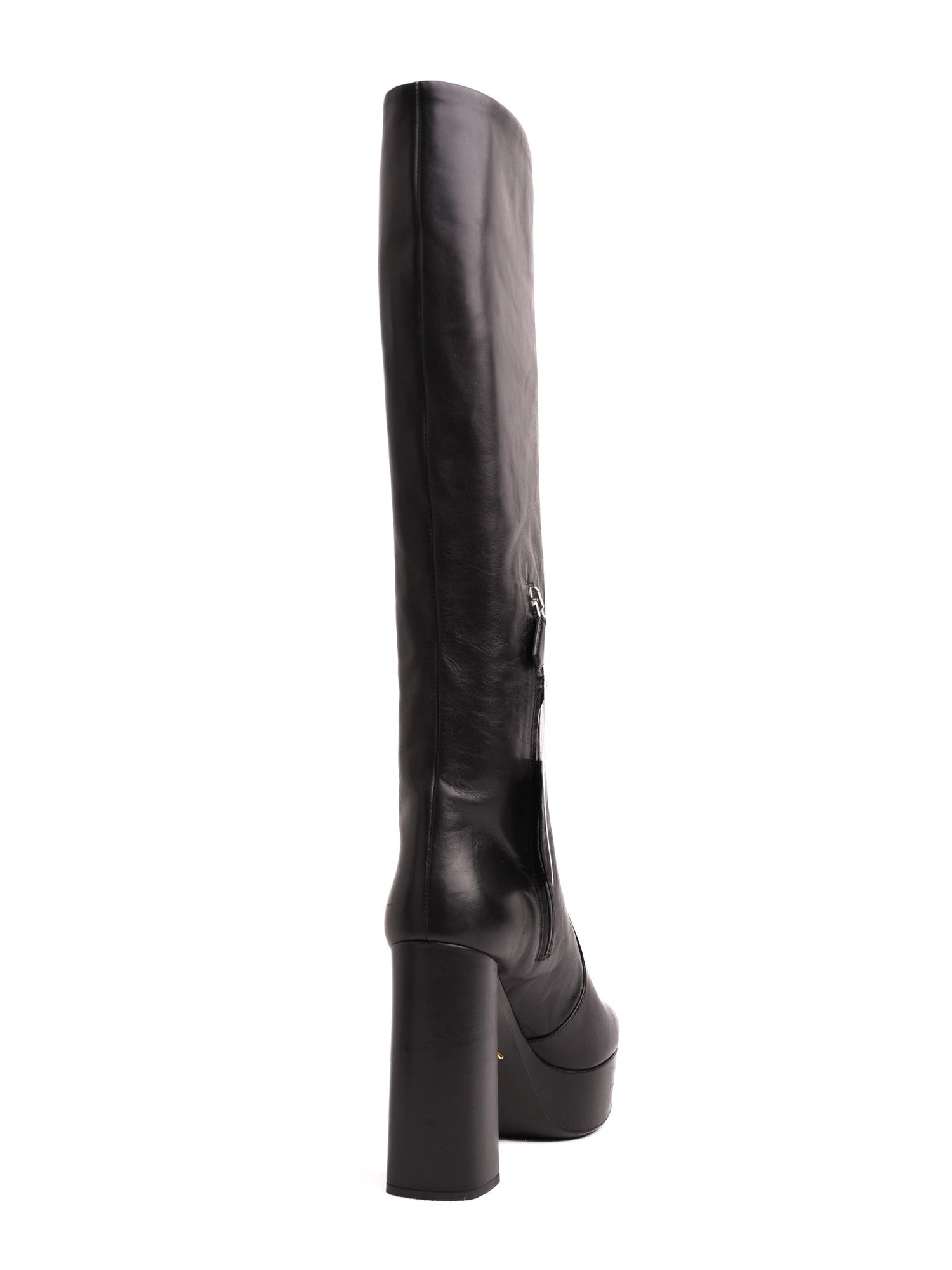 EXCELLENT Prada Black Leather Knee-High Platform Boots Size 37