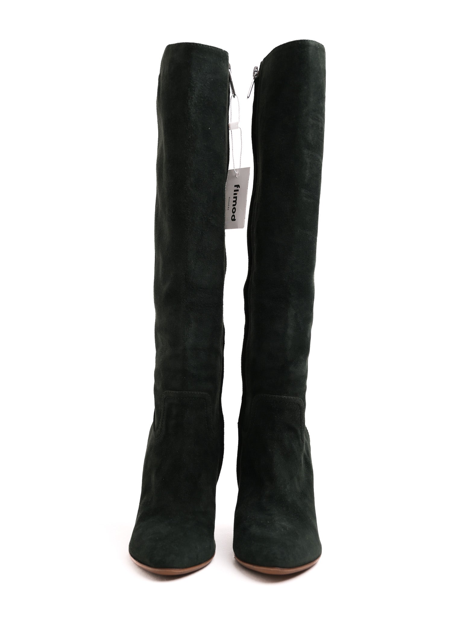 Excellent Ralph Lauren Green Artificial Suede Knee-High Wedge Boots 38.5