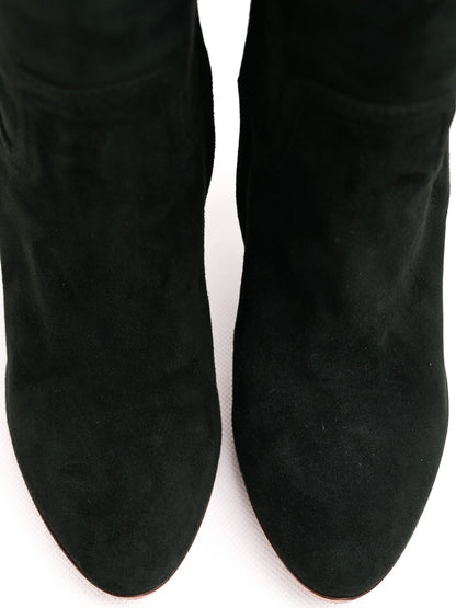 Excellent Ralph Lauren Green Artificial Suede Knee-High Wedge Boots 38.5