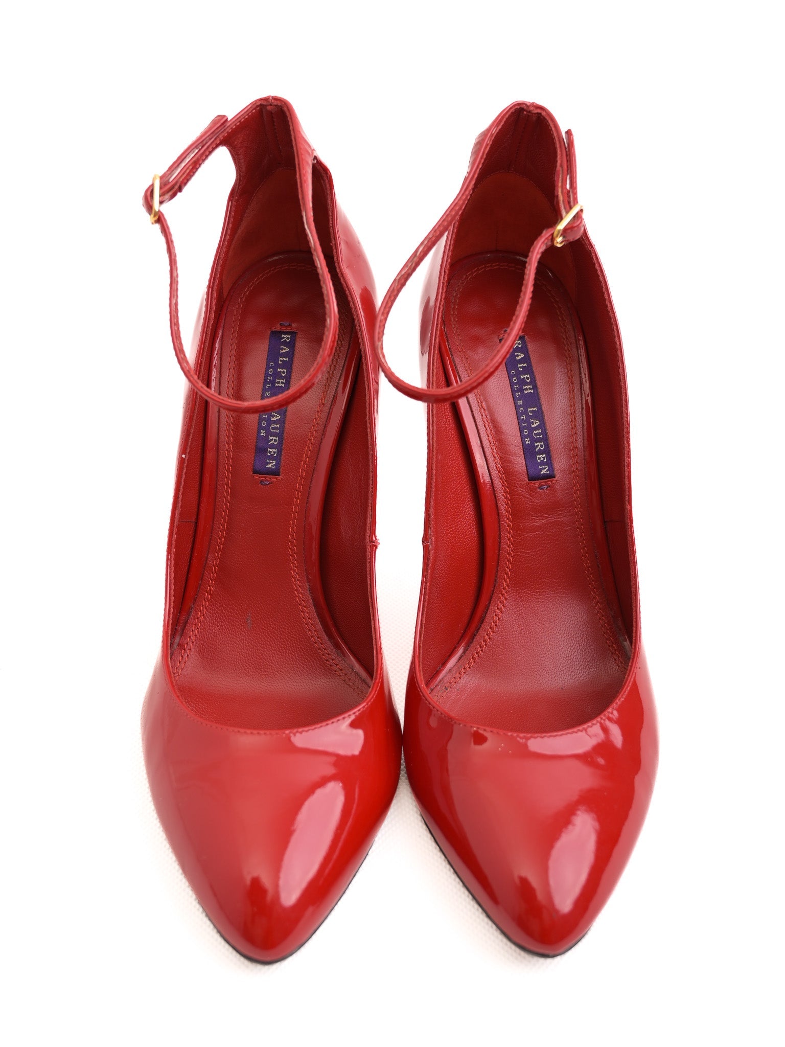 Excellent Ralph Lauren Red High-Heeled Shoes with Ankle Strap