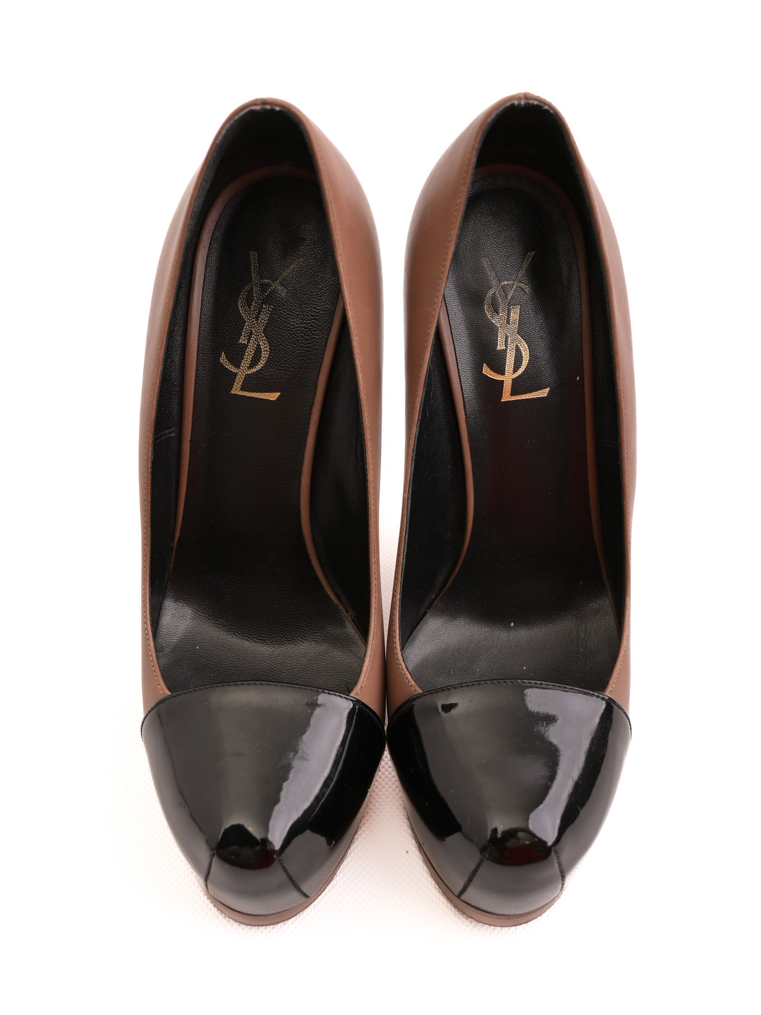 Good Yves Saint Laurent Orange Leather High-Heeled Platform Shoes Size 36.5