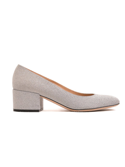 Excellent Sergio Rossi Gray Glitter Block-Heel Shoes Size 37.5