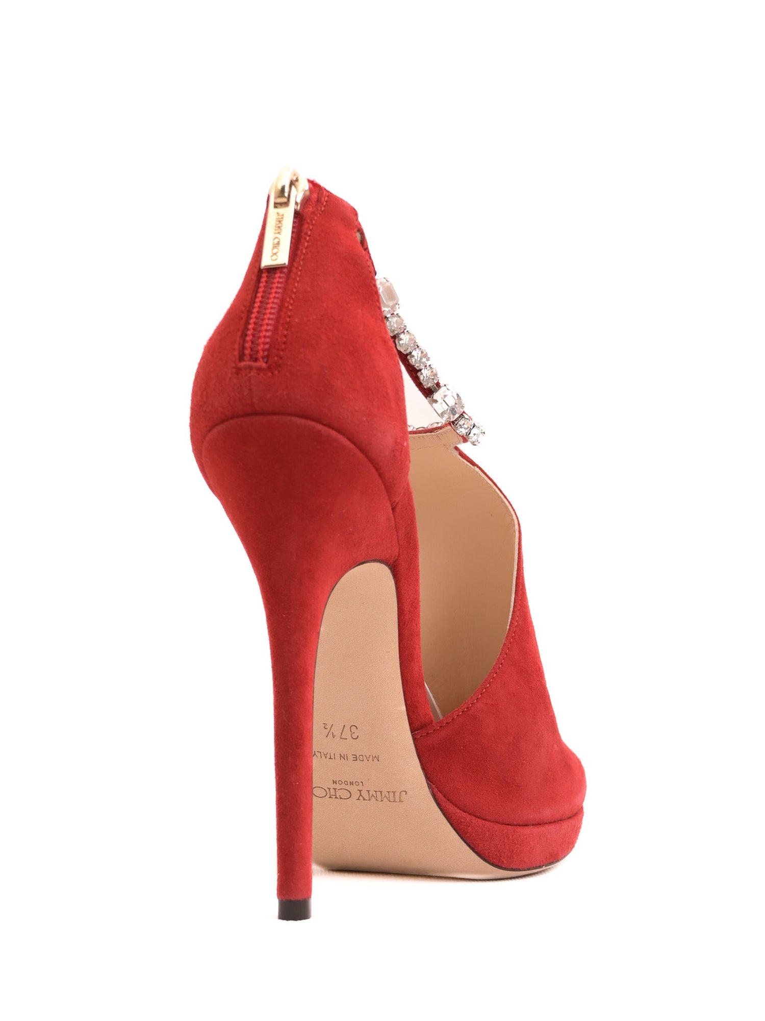 NEW Jimmy Choo Red Genuine Suede High-Heeled Shoes Size 37.5