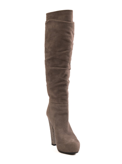 Average Ralph Lauren Gray Suede High-Heeled Knee-High Boots Size 38.5