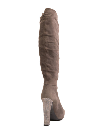 Average Ralph Lauren Gray Suede High-Heeled Knee-High Boots Size 38.5