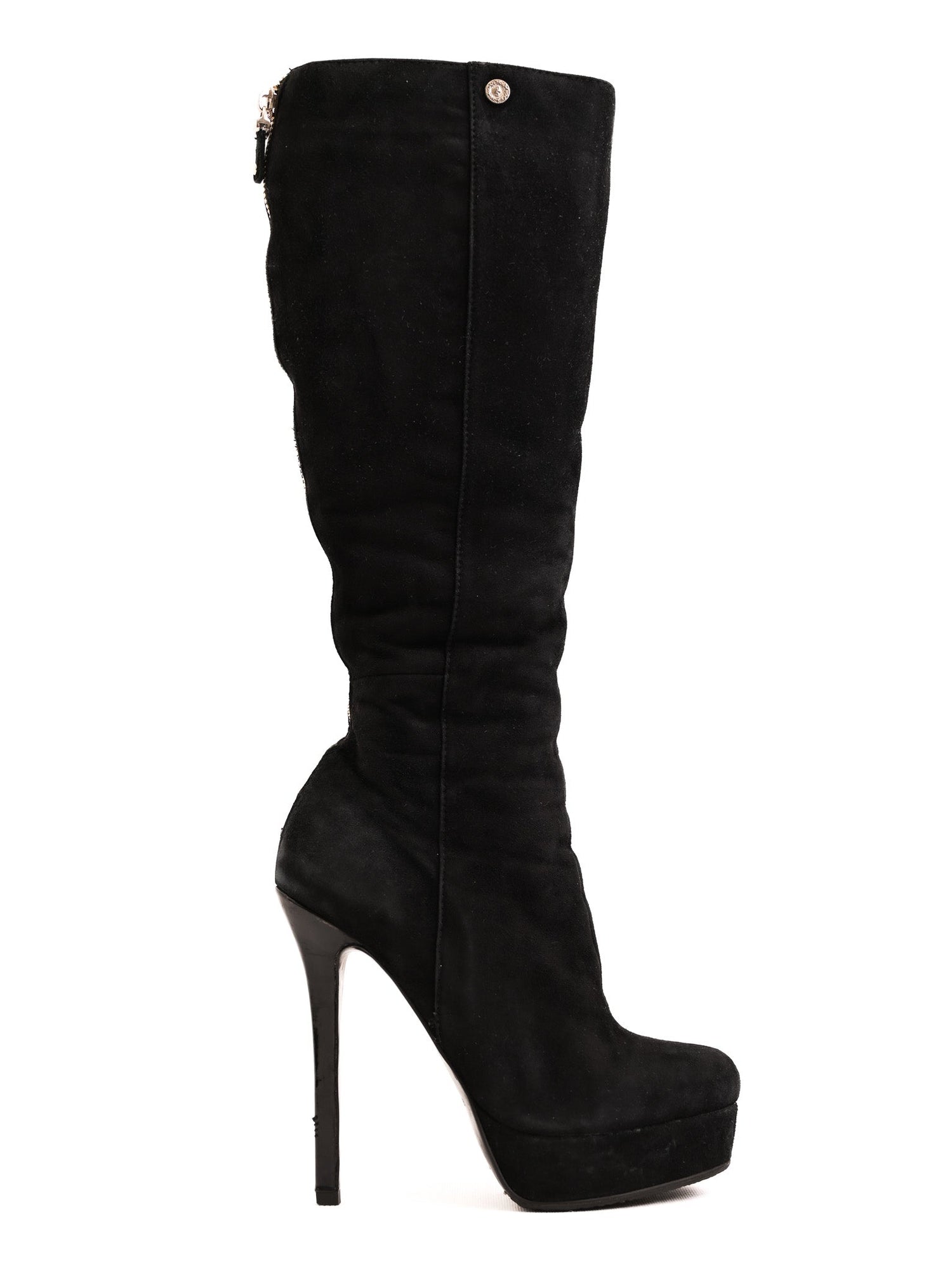 Good Antonio Biacci Black Genuine Suede Knee-High Stiletto Boots Size 36