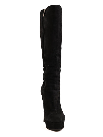 Good Antonio Biacci Black Genuine Suede Knee-High Stiletto Boots Size 36