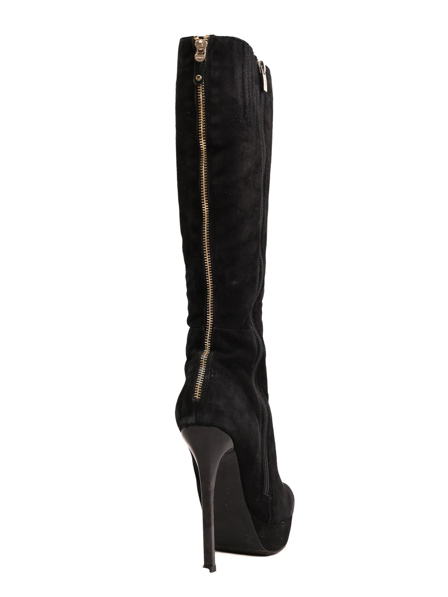 Good Antonio Biacci Black Genuine Suede Knee-High Stiletto Boots Size 36
