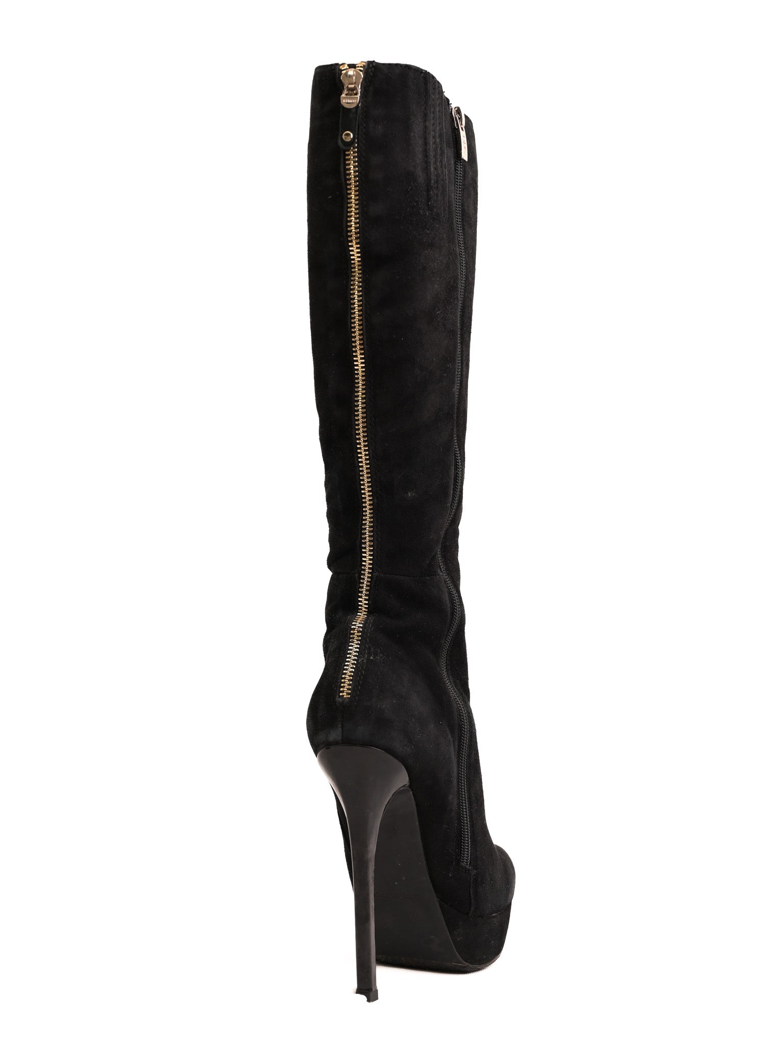 Good Antonio Biacci Black Genuine Suede Knee-High Stiletto Boots Size 36