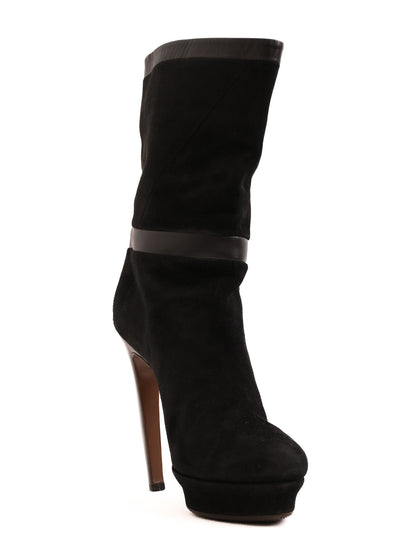 Good Emilio Pucci Black High-Heeled Suede Boots Size 37