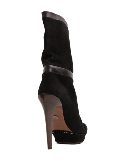 Good Emilio Pucci Black High-Heeled Suede Boots Size 37