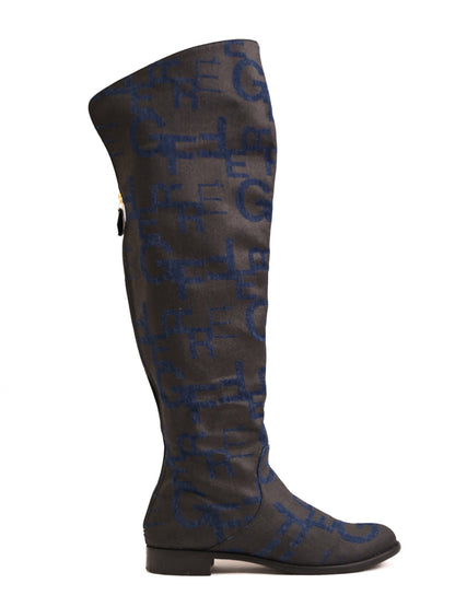 Excellent Gianfranco Ferrè Blue Over-the-Knee Boots with Unique Design