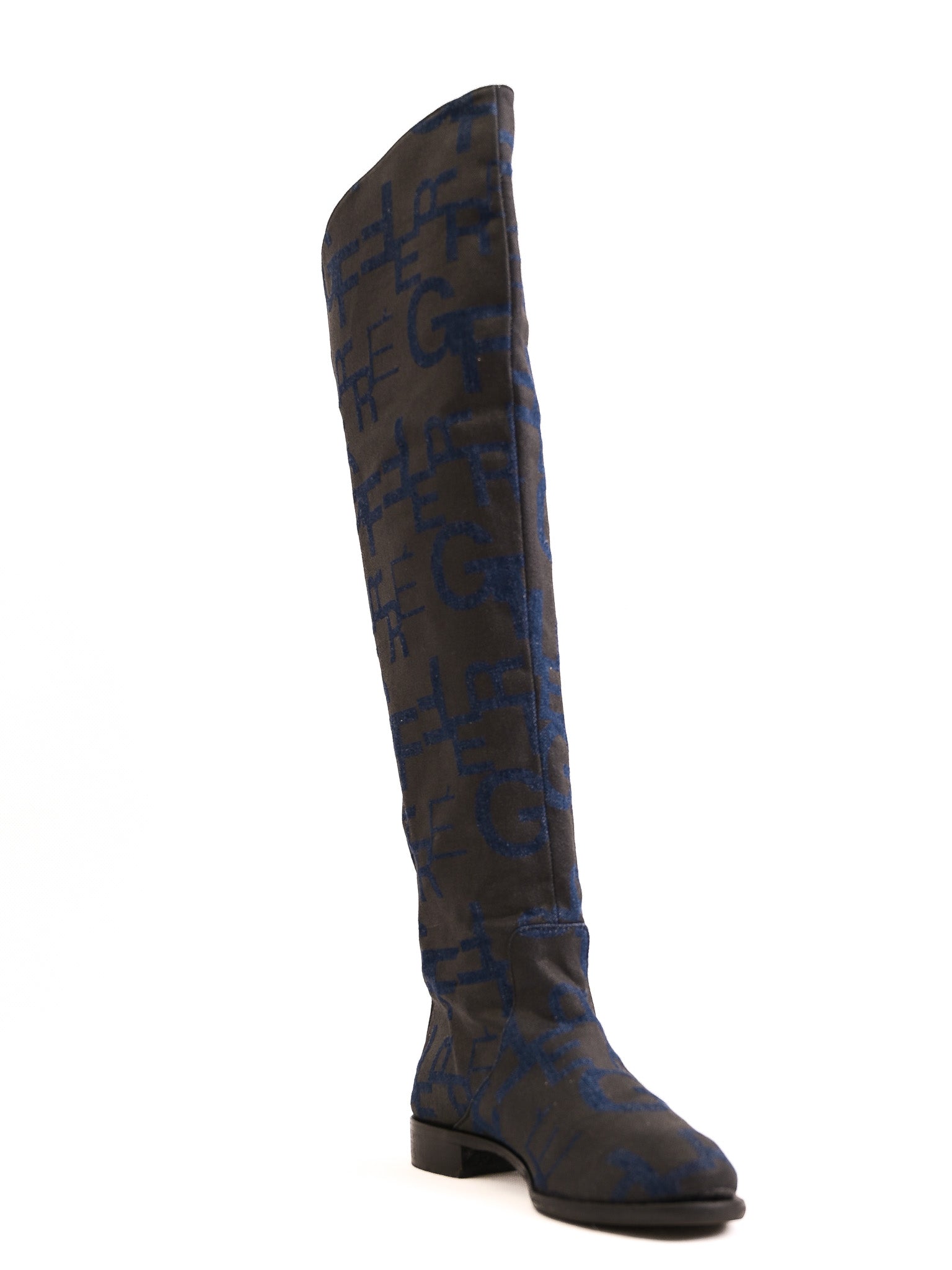 Excellent Gianfranco Ferr� Blue Over-the-Knee Boots with Unique Design