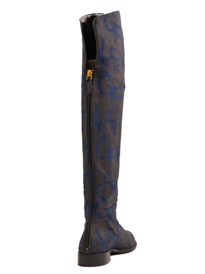 Excellent Gianfranco Ferrè Blue Over-the-Knee Boots with Unique Design