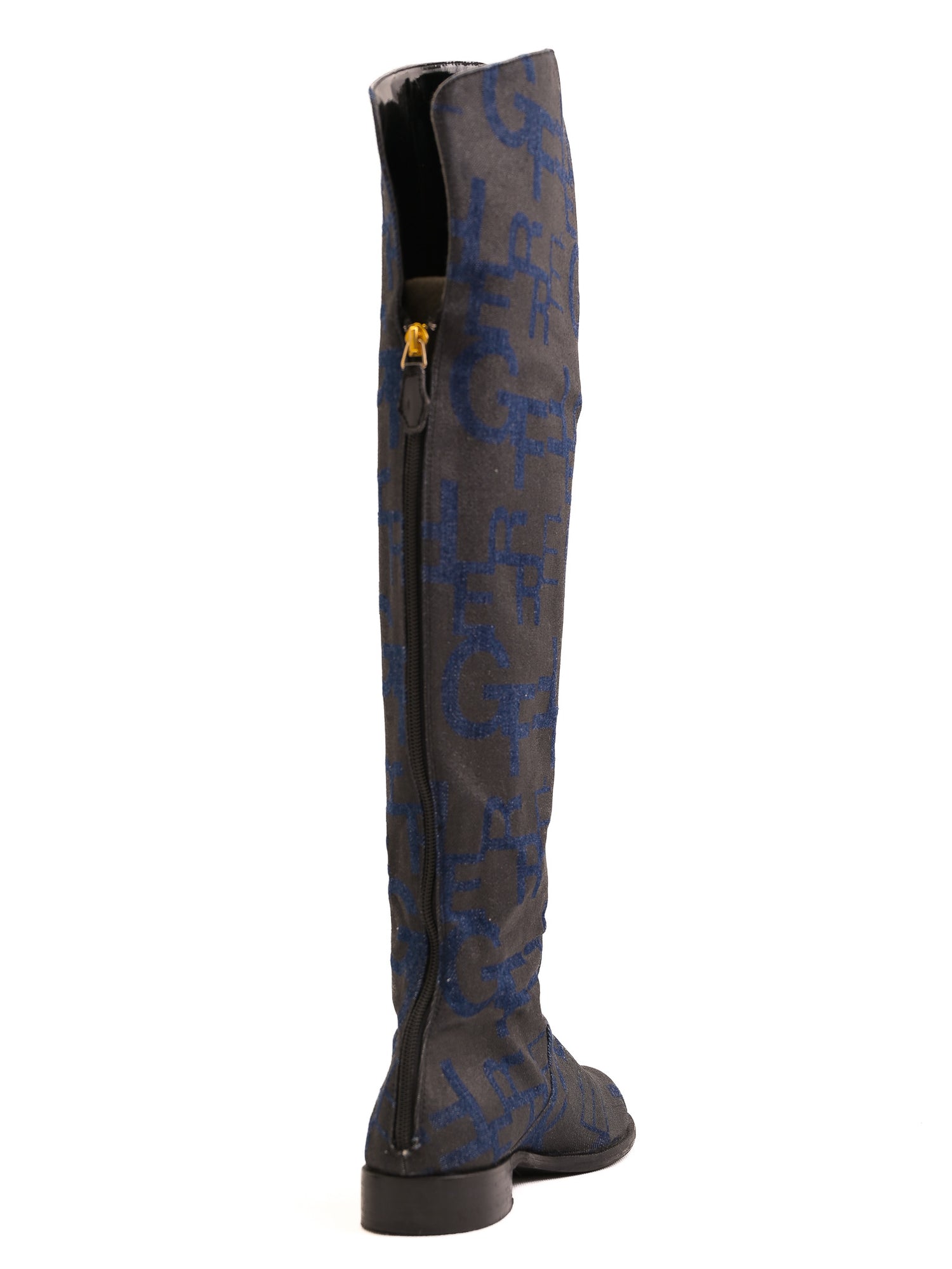 Excellent Gianfranco Ferr� Blue Over-the-Knee Boots with Unique Design