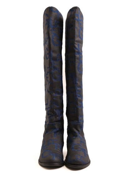 Excellent Gianfranco Ferrè Blue Over-the-Knee Boots with Unique Design