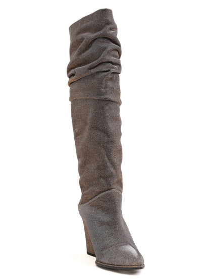 Excellent Stuart Weitzman Gray Glittery Slouchy Boots Size 37.5