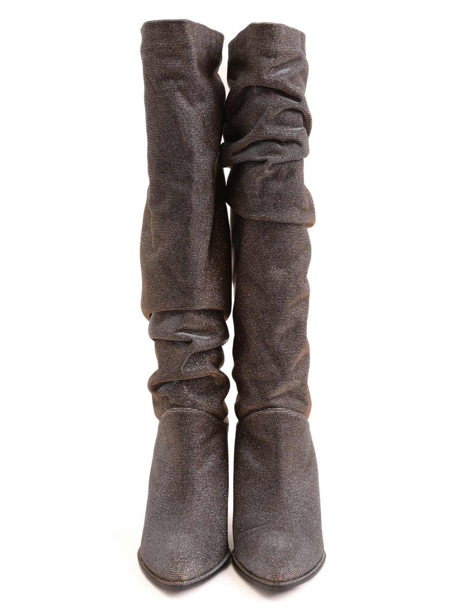 Excellent Stuart Weitzman Gray Glittery Slouchy Boots Size 37.5