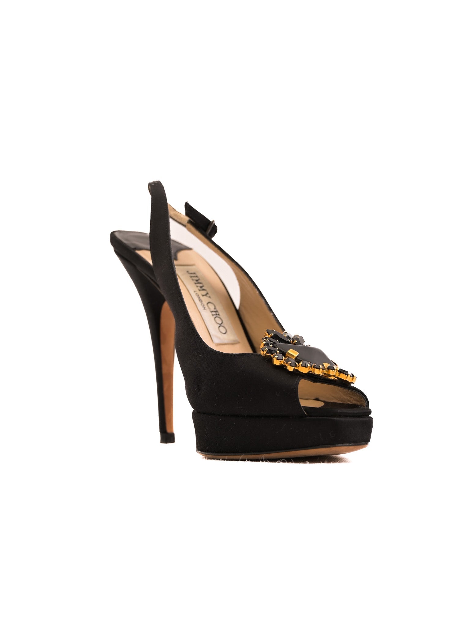 Jimmy Choo Black High-Heeled Platform Open Toe Shoes