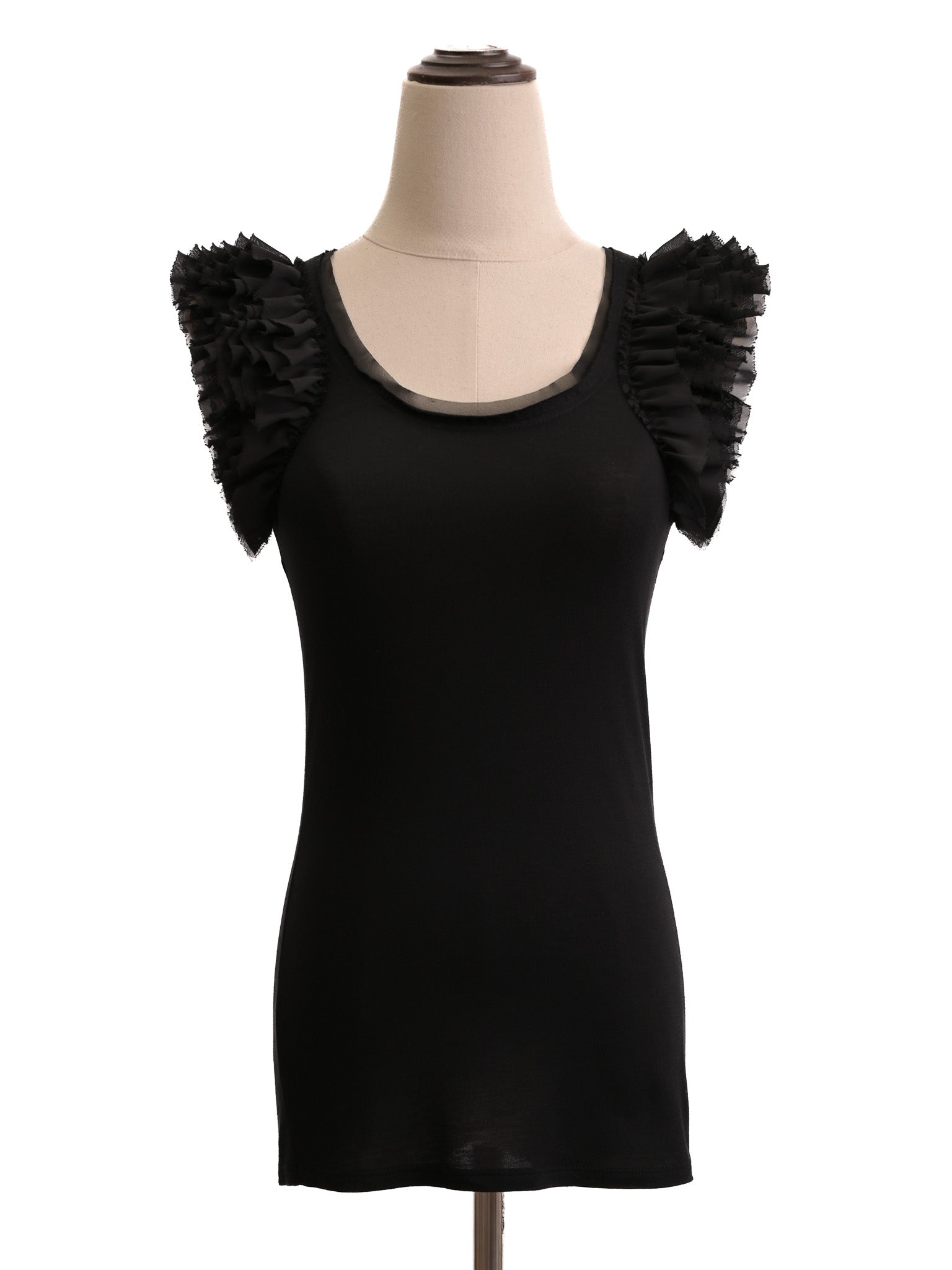 Excellent Ted Baker Black Ruffled Sleeveless Top Size S