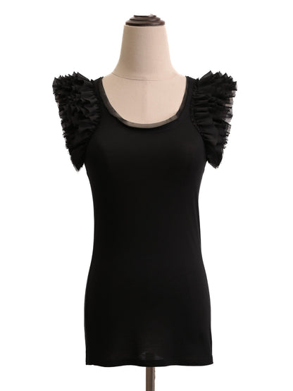 Excellent Ted Baker Black Ruffled Sleeveless Top Size S