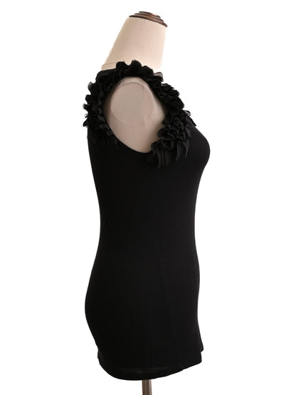 Excellent Ted Baker Black Ruffled Sleeveless Top Size S