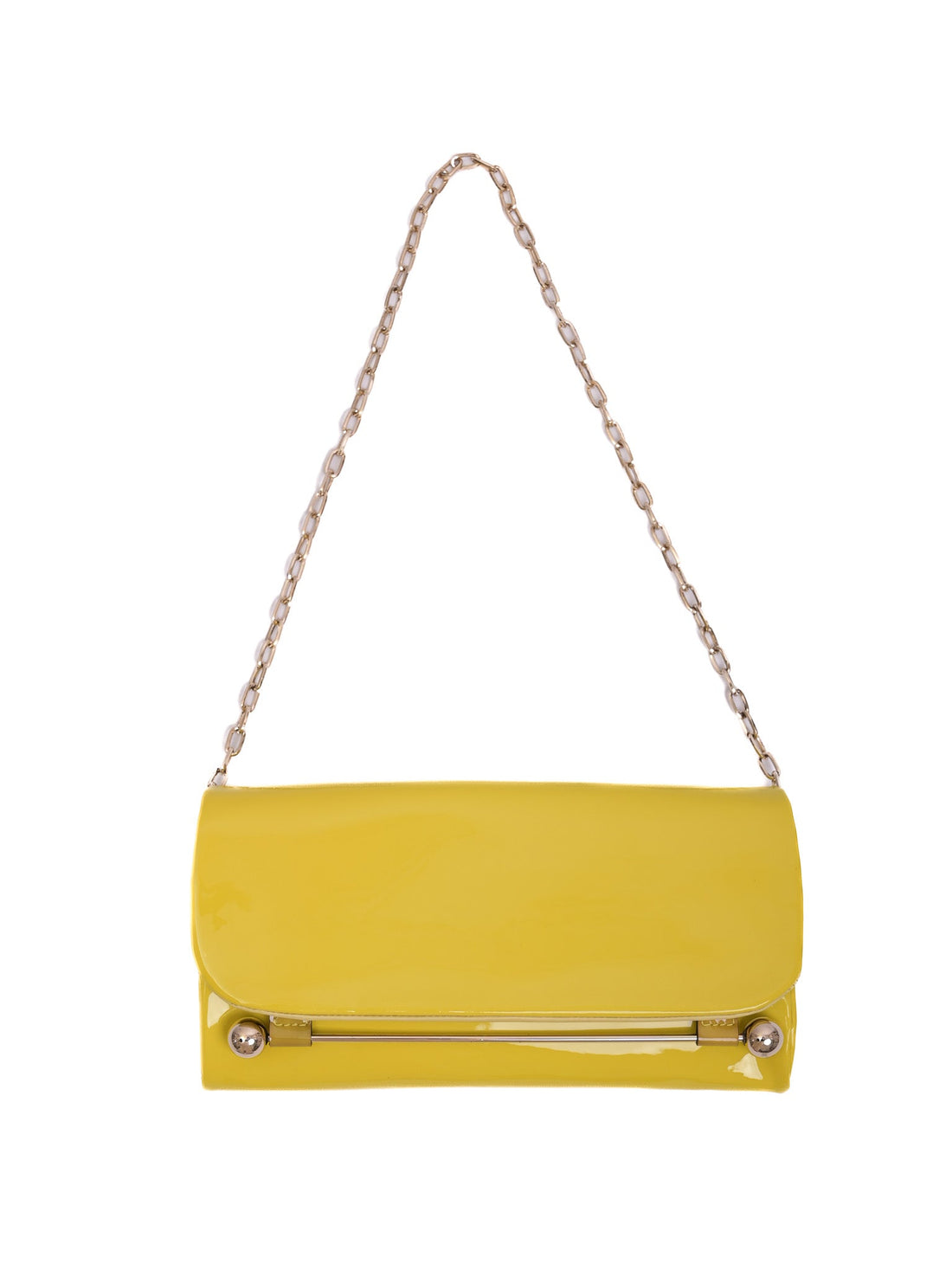 Excellent Rupert Sanderson Yellow Leather Clutch Purse with Chain Strap