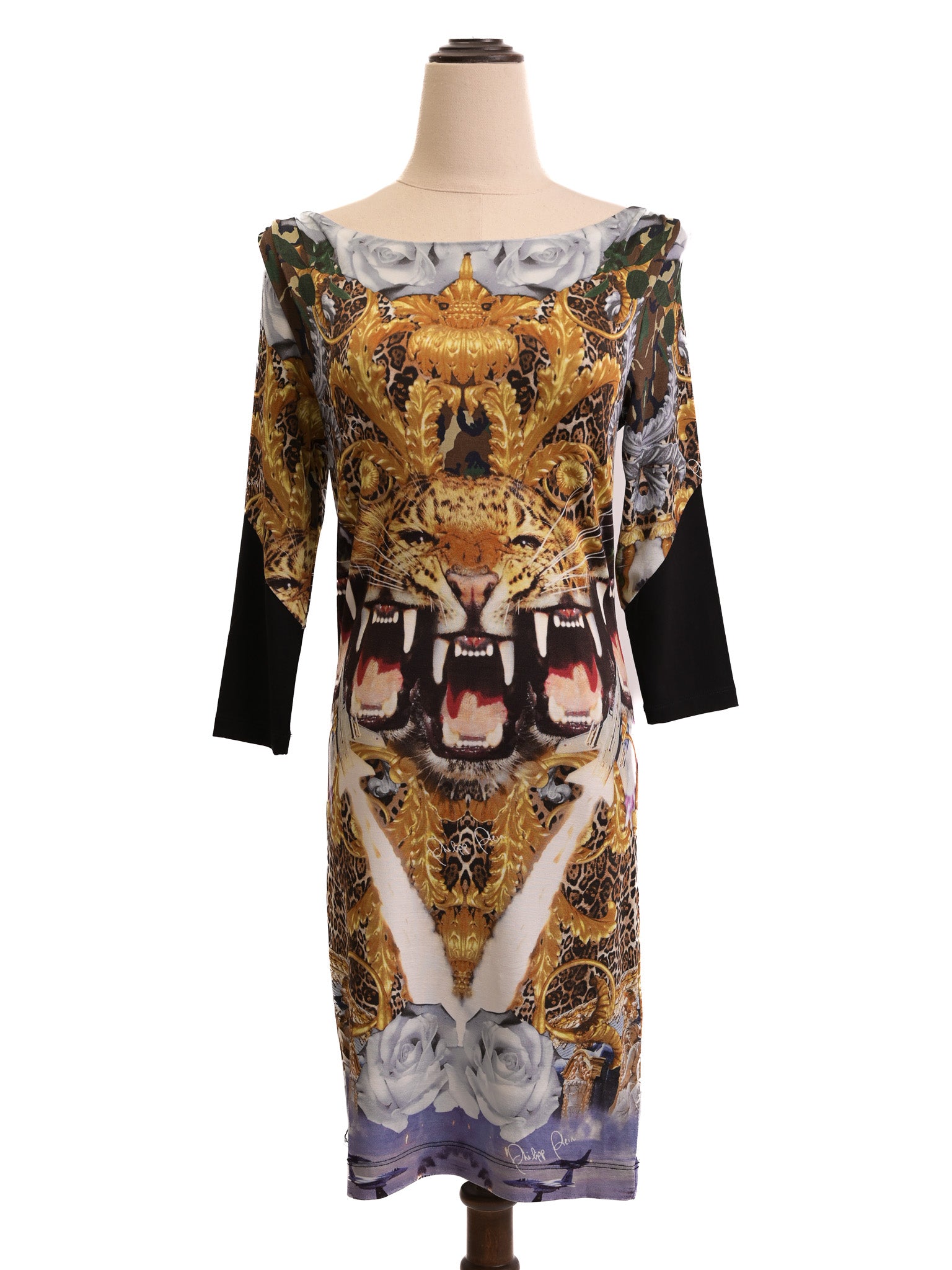 Excellent Phillipp Plein WomenÕs Dress S Combined Viscose Big Cat Print