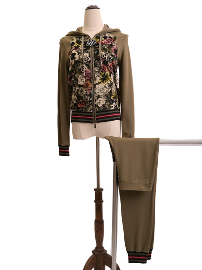 Excellent VDP Women’s XS Floral Hooded Jacket &amp; Pants Set Combined Color