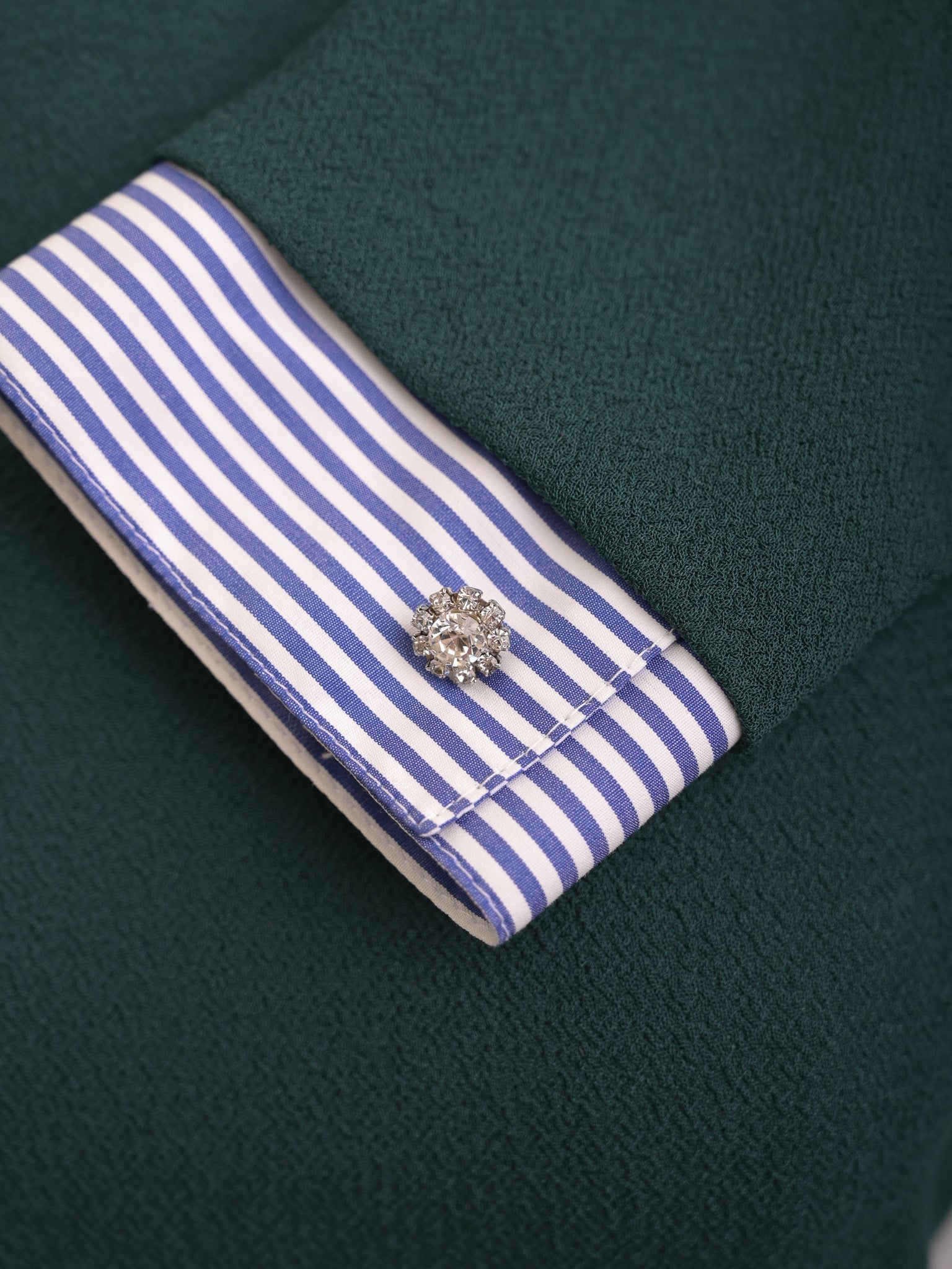 Excellent Sandro Green Cotton Dress Size S with Classic Striped Details