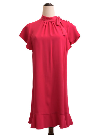 Excellent Red Valentino Pink Dress Size M with Ruffled Hem &amp; Bow Detail