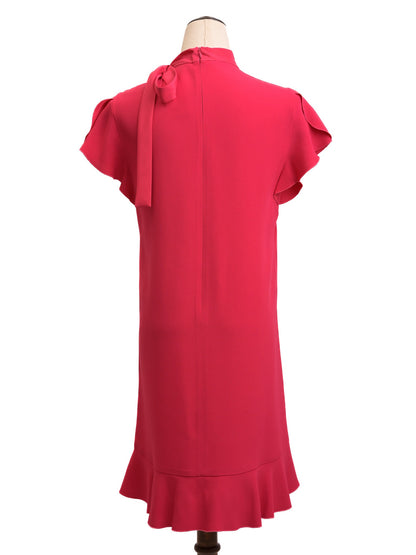 Excellent Red Valentino Pink Dress Size M with Ruffled Hem &amp; Bow Detail