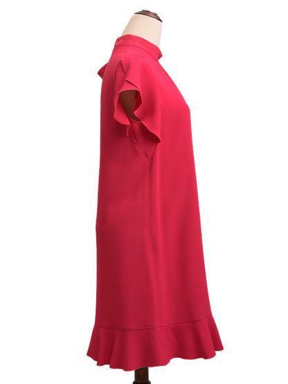 Excellent Red Valentino Pink Dress Size M with Ruffled Hem &amp; Bow Detail