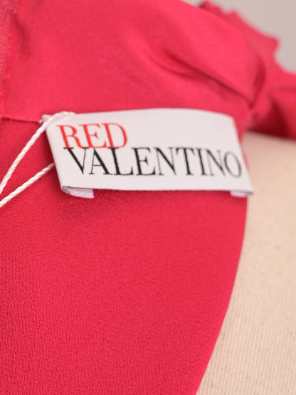 Excellent Red Valentino Pink Dress Size M with Ruffled Hem &amp; Bow Detail