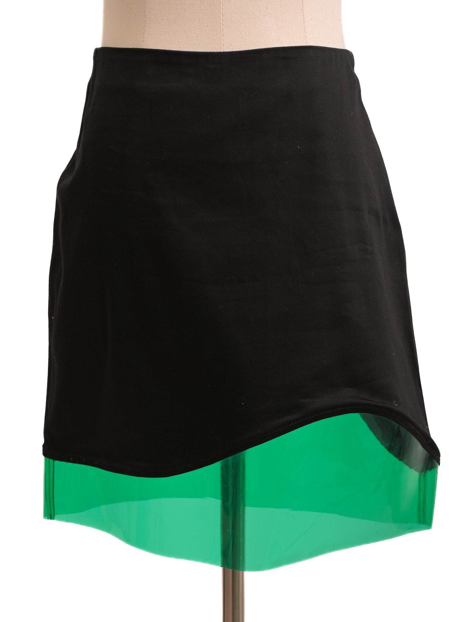 Excellent Amaya Arzuaga Black Cotton Skirt Size XS with Green Layer