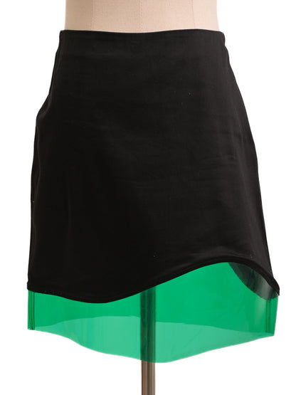 Excellent Amaya Arzuaga Black Cotton Skirt Size XS with Green Layer