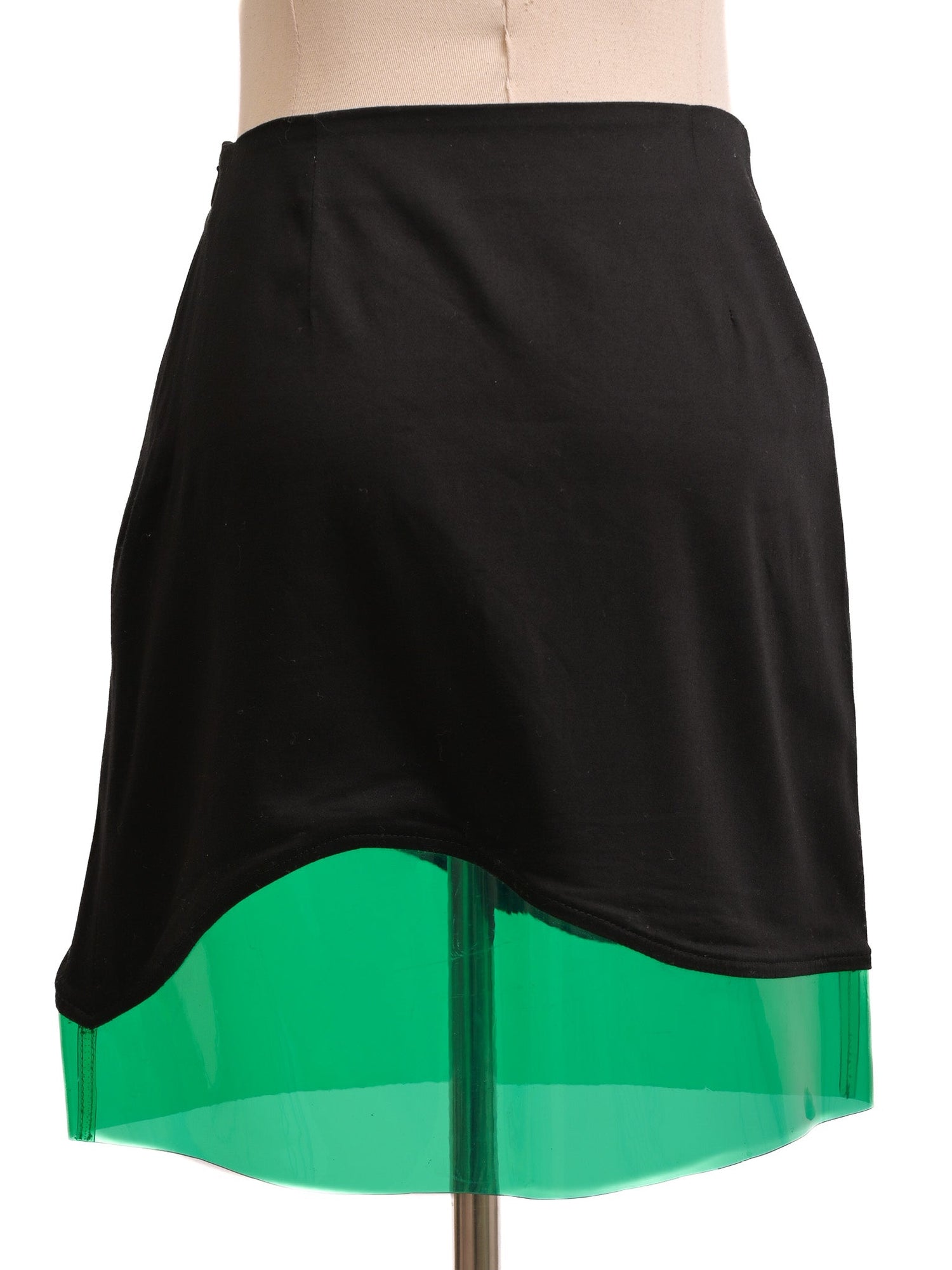 Excellent Amaya Arzuaga Black Cotton Skirt Size XS with Green Layer