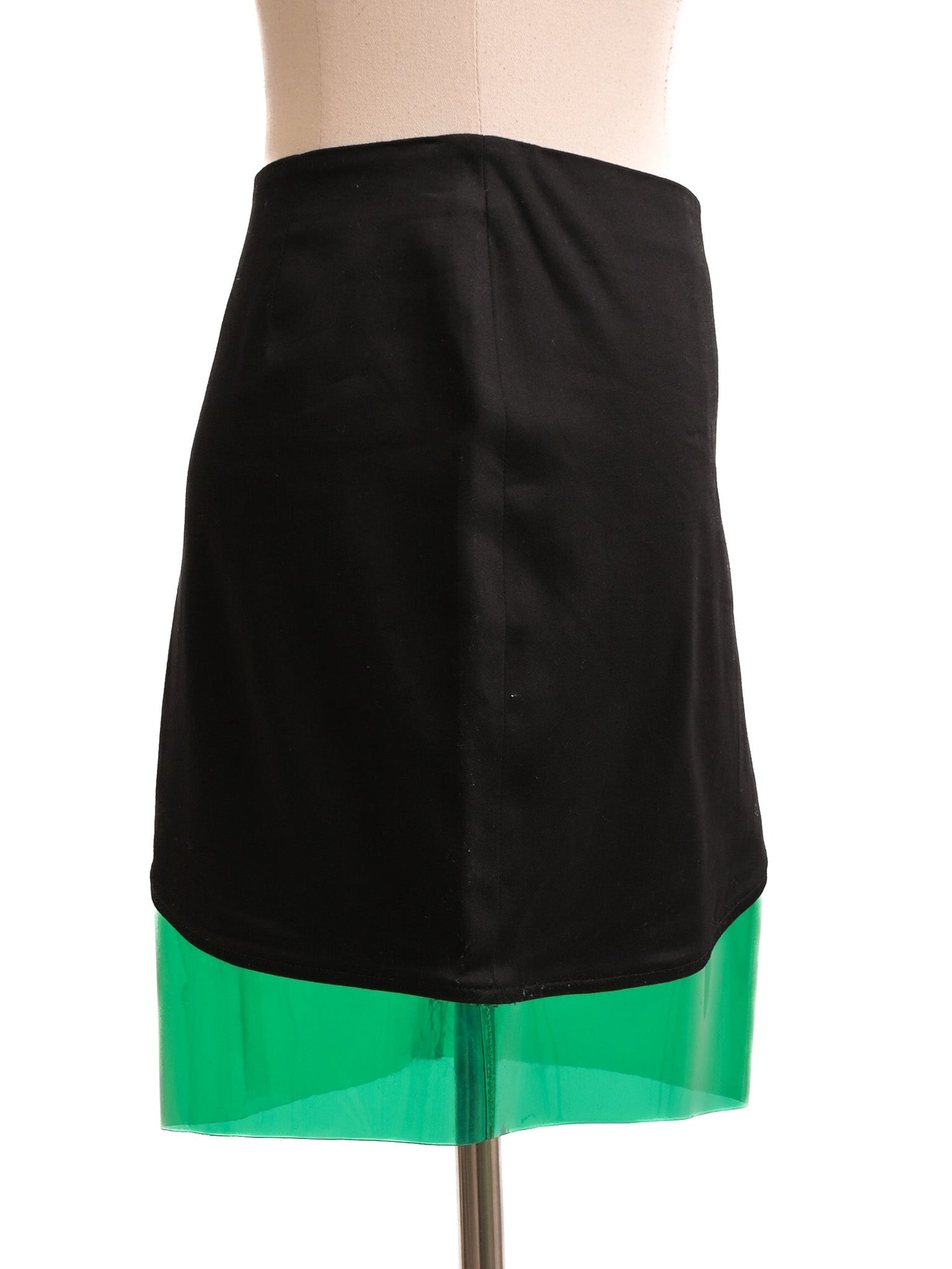 Excellent Amaya Arzuaga Black Cotton Skirt Size XS with Green Layer