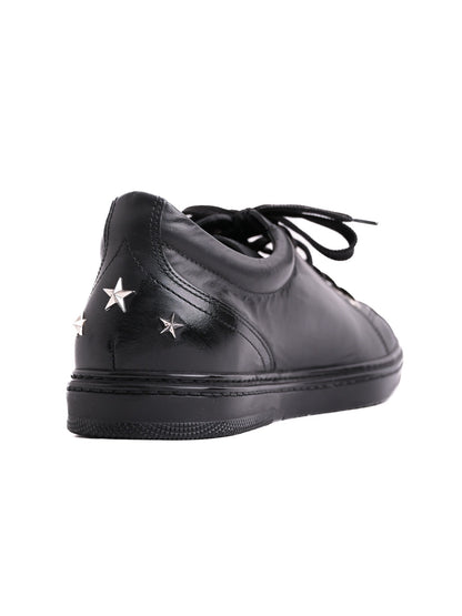 Perfect Jimmy Choo Black Leather Sneakers Size 42 with Star Details
