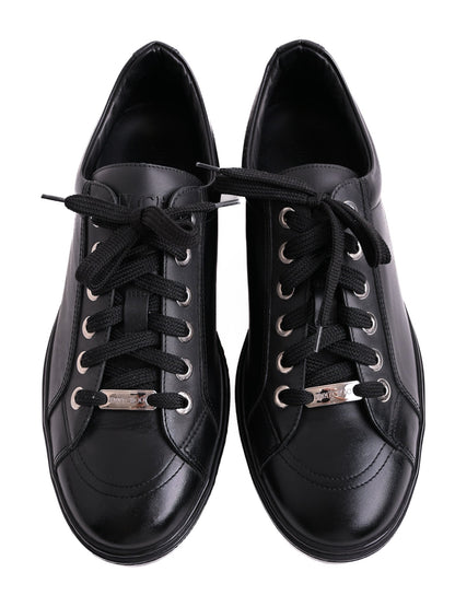 Perfect Jimmy Choo Black Leather Sneakers Size 42 with Star Details