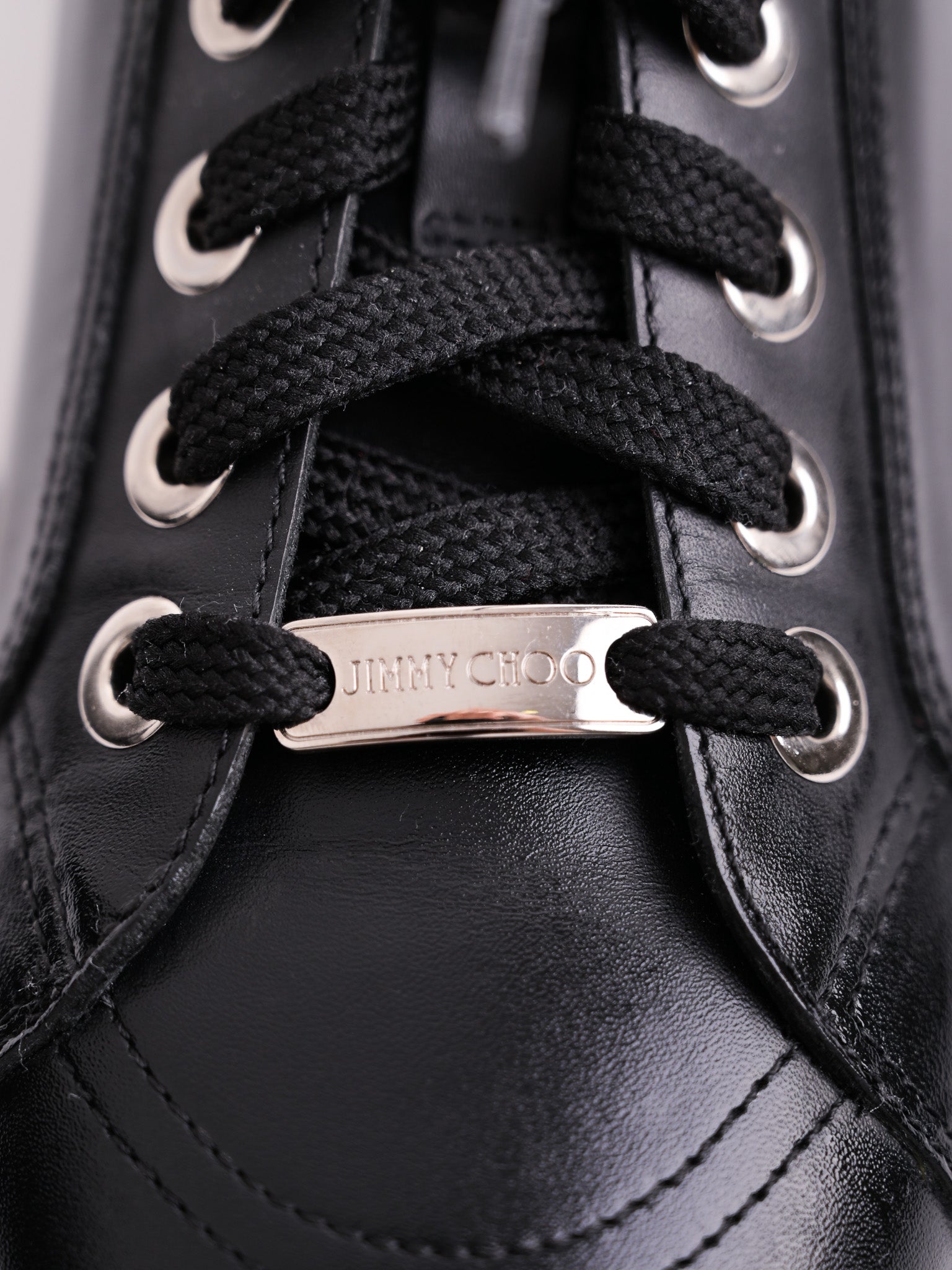 Perfect Jimmy Choo Black Leather Sneakers Size 42 with Star Details