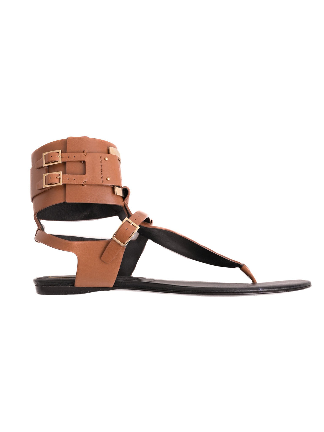 Perfect Roger Vivier Orange Leather Sandals with Gold Buckles Size 37